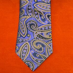 Elegant Paisley Tie in Blue and Gold